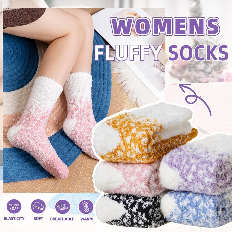 AMENLAN Store Women Fuzzy Slipper Socks Winter Microfiber Soft Cozy Plush Fluffy Socks Warm Comfy Thermal Home Sleeping Socks - Image 2